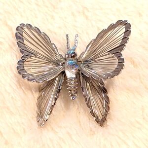 Vintage Monet Silvertone Butterfly Brooch